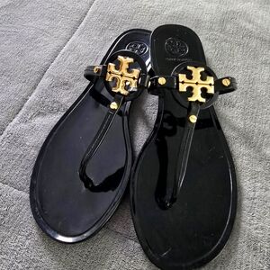 Tory Burch Black and Gold Sandals